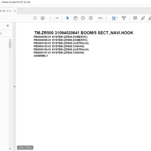 Tadano Cargo Crane TM-ZR500 31094020641 BOOM/5 SECT.,NAVI.HOOK Parts Manual – PDF DOWNLOAD