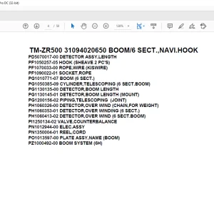 Tadano Cargo Crane TM-ZR500 31094020650 BOOM6 SECT.,NAVI.HOOK Parts Manual - PDF DOWNLOAD