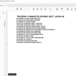 Tadano Cargo Crane TM-ZR500 31094020720 BOOM3 SECT.,HOOK-IN Parts Manual - PDF DOWNLOAD