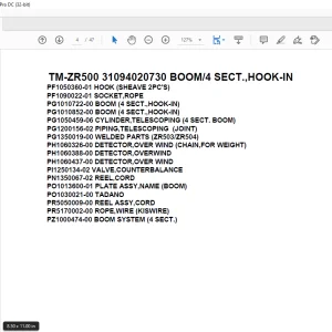 Tadano Cargo Crane TM-ZR500 31094020730 BOOM/4 SECT.,HOOK-IN Parts Manual - PDF DOWNLOAD