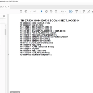 Tadano Cargo Crane TM-ZR500 31094020730 BOOM/4 SECT.,HOOK-IN Parts Manual - PDF DOWNLOAD