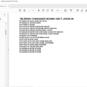 Tadano Cargo Crane TM-ZR500 31094020820 BOOM3 SECT.,HOOK-IN Parts Manual - PDF DOWNLOAD