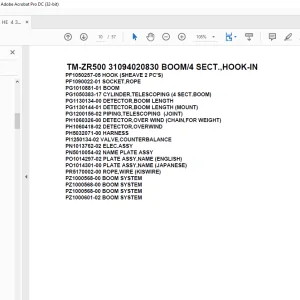 Tadano Cargo Crane TM-ZR500 31094020830 BOOM/4 SECT.,HOOK-IN Parts Manual - PDF DOWNLOAD