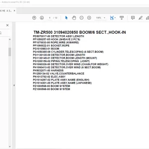 Tadano Cargo Crane TM-ZR500 31094020850 BOOM/6 SECT. HOOK-IN Parts Manual - PDF DOWNLOAD