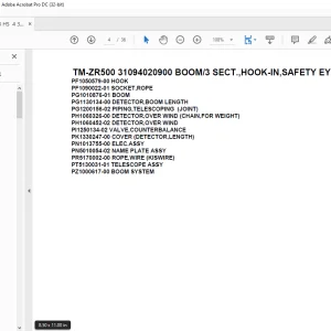 Tadano Cargo Crane TM-ZR500 31094020900 BOOM3 SECT.,HOOK-IN,SAFETY EYES Parts Manual - PDF