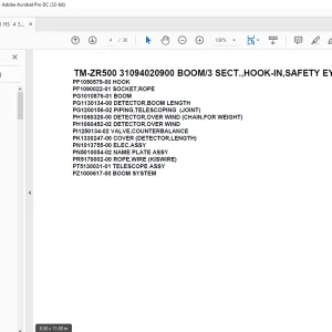 Tadano Cargo Crane TM-ZR500 31094020900 BOOM3 SECT.,HOOK-IN,SAFETY EYES Parts Manual - PDF