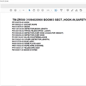 Tadano Cargo Crane TM-ZR500 31094020900 BOOM3 SECT.,HOOK-IN,SAFETY EYES Parts Manual - PDF