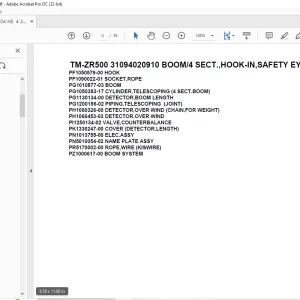 Tadano Cargo Crane TM-ZR500 31094020910 BOOM/4 SECT.,HOOK-IN,SAFETY EYES Parts Manual