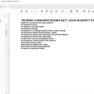 Tadano Cargo Crane TM-ZR500 31094020920 BOOM/5 SECT.,HOOK-IN,SAFETY EYES Parts Manual