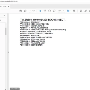 Tadano Cargo Crane TM-ZR500 31094021220 BOOM/3 SECT. Parts Manual - PDF DOWNLOAD