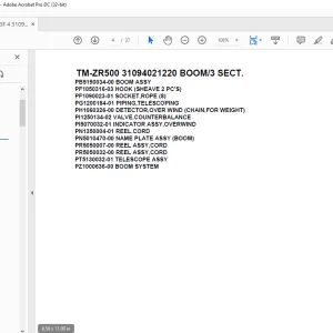 Tadano Cargo Crane TM-ZR500 31094021220 BOOM3 SECT. Parts Manual - PDF DOWNLOAD