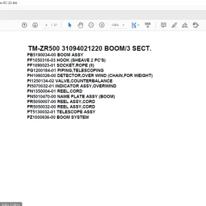 Tadano Cargo Crane TM-ZR500 31094021220 BOOM/3 SECT. Parts Manual - PDF DOWNLOAD