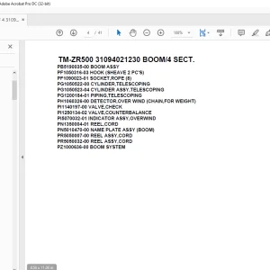 Tadano Cargo Crane TM-ZR500 31094021230 BOOM4 SECT.Parts Manual - PDF DOWNLOAD