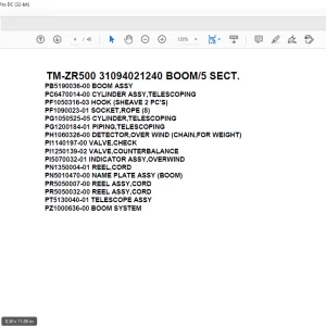 Tadano Cargo Crane TM-ZR500 31094021240 BOOM5 SECT. Parts Manual   - PDF DOWNLOAD