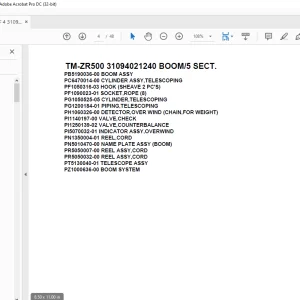 Tadano Cargo Crane TM-ZR500 31094021240 BOOM5 SECT.Parts Manual - PDF DOWNLOAD