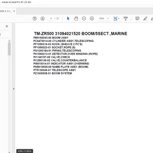 Tadano Cargo Crane TM-ZR500 31094021520 BOOM/5SECT.,MARINE Parts Manual - PDF DOWNLOAD