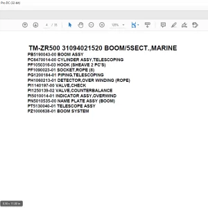Tadano Cargo Crane TM-ZR500 31094021520 BOOM/5SECT.,MARINE Parts Manual - PDF DOWNLOAD