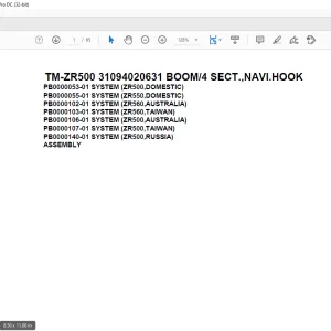 Tadano Cargo Crane TM-ZR500 31094020631 BOOM/4 SECT.,NAVI.HOOK Parts Manual - PDF DOWNLOAD