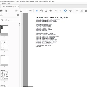 Tadano Crane GR-1000-3-00311 5 BOOM + 2 JIB, 2M2D Parts Manual PDF