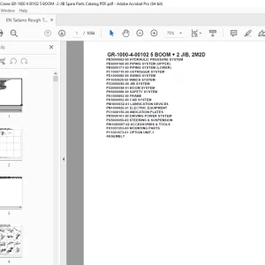 Tadano Crane GR-1000-4-00102 5 BOOM + 2 JIB, 2M2D Parts Manual PDF