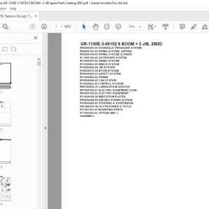 Tadano Crane GR-1100E-3-00102 6 BOOM + 2 JIB, 2M2D Parts Manual PDF