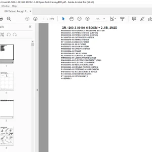 Tadano Crane GR-1200-3-00104 6 BOOM + 2 JIB, 2M2D Parts Manual PDF