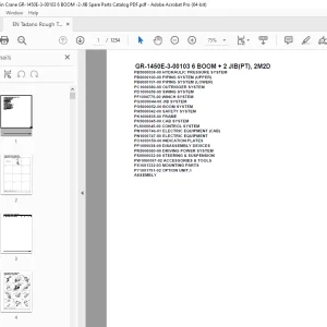 Tadano Crane GR-1450E-3-00103 6 BOOM + 2 JIB(PT), 2M2D Parts Manual PDF