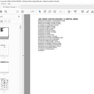 Tadano Crane GR-1450E-3-00104 6 BOOM + 2 JIB(FIX), 2M2D Parts Manual PDF