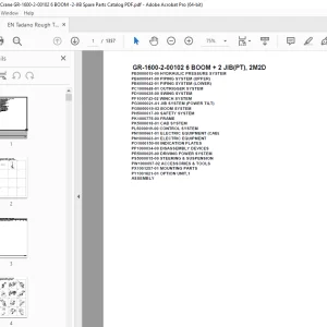 Tadano Crane GR-1600-2-00102 6 BOOM + 2 JIB(PT), 2M2D Parts Manual PDF