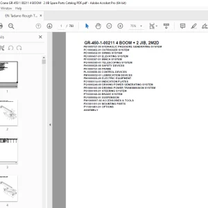 Tadano Crane GR-450-1-00211 4 BOOM + 2 JIB, 2M2D Parts Manual PDF