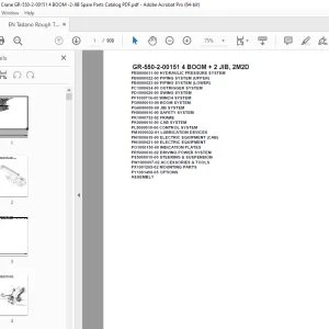 Tadano Crane GR-550-2-00151 4 BOOM + 2 JIB, 2M2D Parts Manual - PDF DOWNLOAD