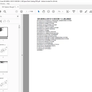 Tadano Crane GR-600N-2-00131 6 BOOM + 2 JIB,2M2D Parts Manual PDF