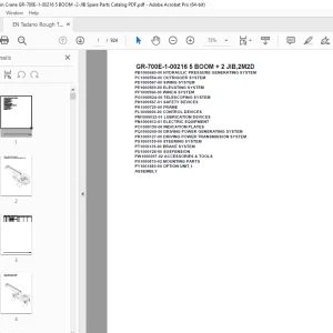Tadano Crane GR-700E-1-00216 5 BOOM + 2 JIB,2M2D Parts Manual PDF