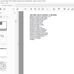 Tadano Crane GR-700N-1-00101 6 BOOM + 3 JIB,2M2D Parts Manual PDF