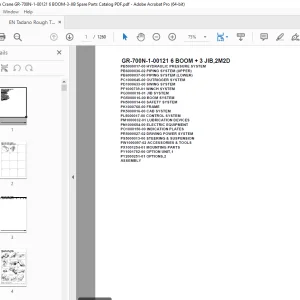 Tadano Crane GR-700N-1-00121 6 BOOM + 3 JIB,2M2D Parts Manual PDF