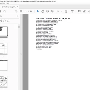 Tadano Crane GR-700N-2-00101 6 BOOM + 3 JIB,2M2D Parts Manual PDF