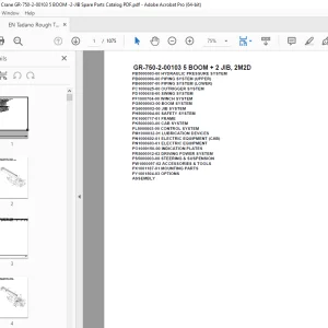 Tadano Crane GR-750-2-00103 5 BOOM + 2 JIB, 2M2D Parts Manual - PDF DOWNLOAD