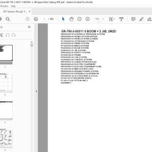 Tadano Crane GR-750-3-00311 5 BOOM + 2 JIB, 2M2D Parts Manual - PDF DOWNLOAD