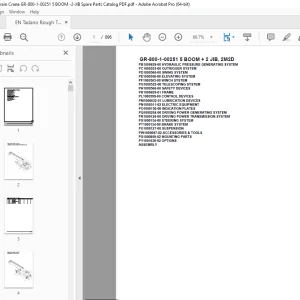 Tadano Crane GR-800-1-00251 5 BOOM + 2 JIB, 2M2D Parts Manual - PDF DOWNLOAD