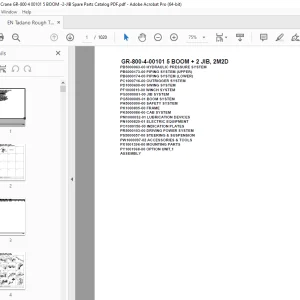 Tadano Crane GR-800-4-00101 5 BOOM + 2 JIB, 2M2D Parts Manual PDF