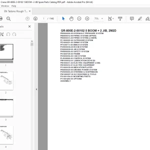 Tadano Crane GR-800E-2-00102 5 BOOM + 2 JIB, 2M2D Parts Manual PDF