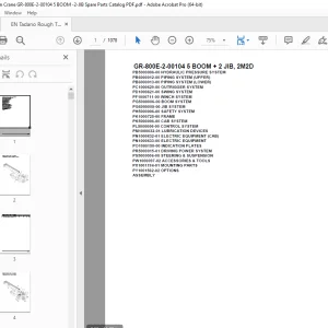 Tadano Crane GR-800E-2-00104 5 BOOM + 2 JIB, 2M2D Parts Manual PDF