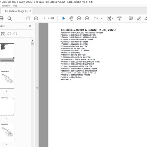 Tadano Crane GR-800E-2-00201 5 BOOM + 2 JIB, 2M2D Parts Manual PDF