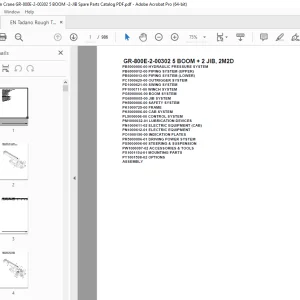 Tadano Crane GR-800E-2-00302 5 BOOM + 2 JIB, 2M2D Parts Manual  - PDF DOWNLOAD