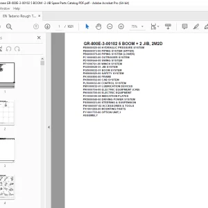 Tadano Crane GR-800E-3-00102 5 BOOM + 2 JIB, 2M2D Parts Manual PDF