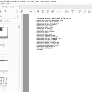 Tadano Crane GR-800E-3-00103 5 BOOM + 2 JIB, 2M2D Parts Manual PDF