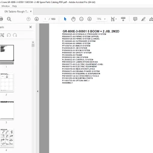 Tadano Crane GR-800E-3-00501 5 BOOM + 2 JIB, 2M2D Parts Manual PDF