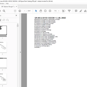 Tadano Crane GR-900-2-00103 5 BOOM + 2 JIB, 2M2D Parts Manual - PDF
