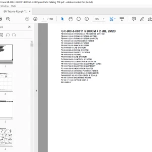 Tadano Crane GR-900-3-00311 5 BOOM + 2 JIB, 2M2D Parts Manual PDF
