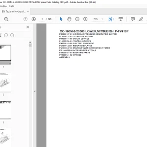 Tadano Crane OC-160M-2-20300 LOWER,MITSUBISHI P-FV419P Parts Manual PDF
